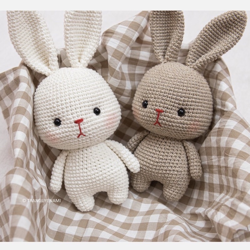 Thỏ Nhồi Bông Bằng Len Dễ Thương Cho Bé - Thú Bông Handmade Đan Móc Thủ Công Bằng Tay