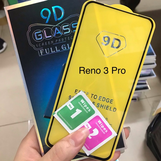 Kính cường lực 9D cho Reno 3 Pro full keo, bảo vệ màn hình
