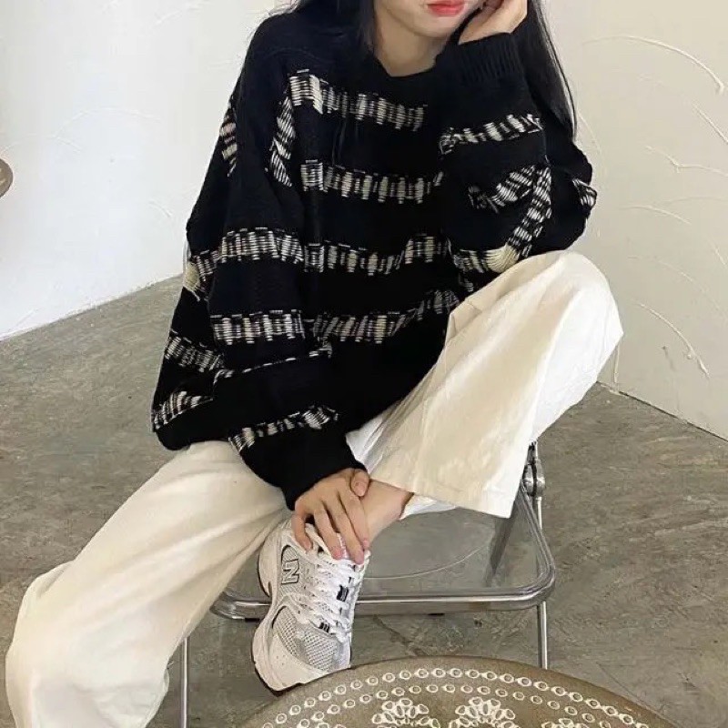 ÁO LEN KẺ NGANG ĐEN TRẮNG