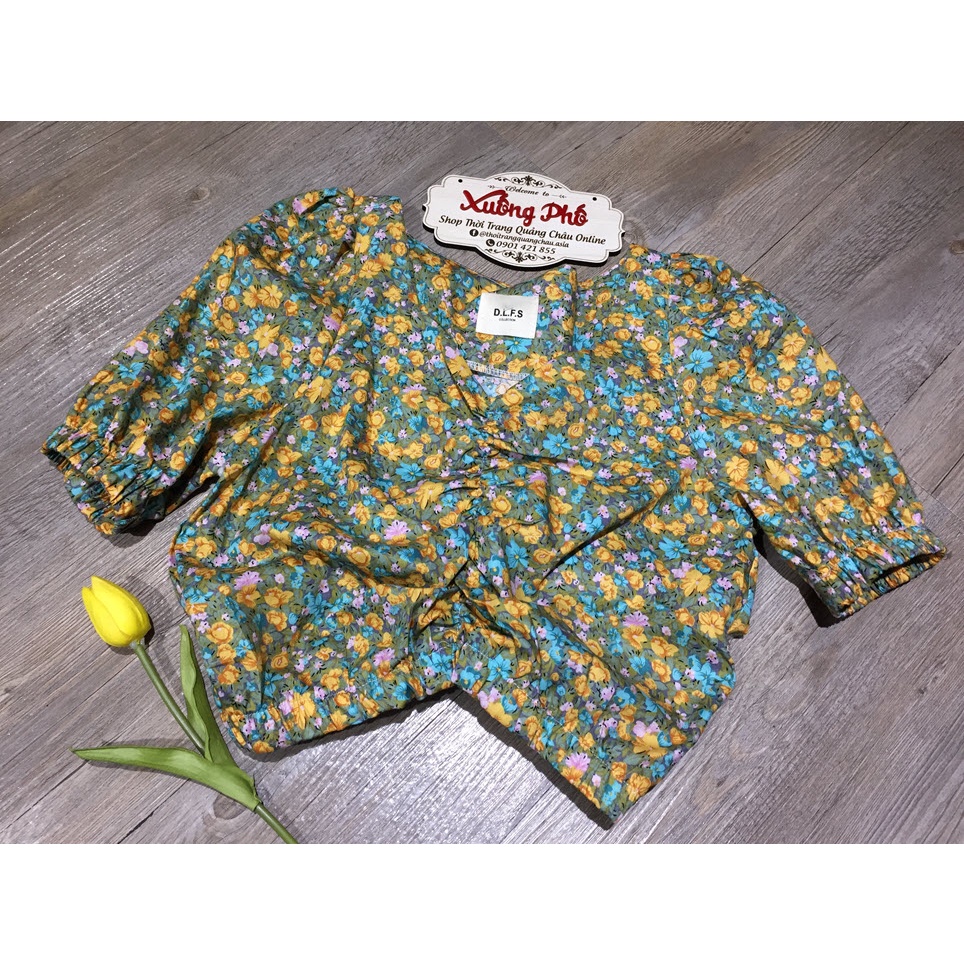 Áo Crop top hoa Style Retro Hongkong QC70