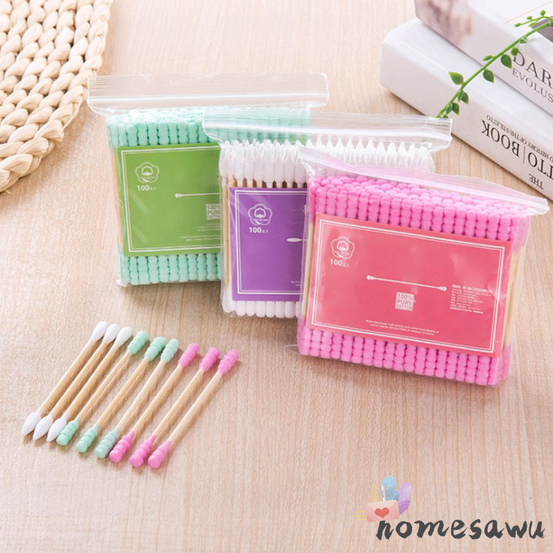 [Hàng mới về] Set 100 tăm bông hai đầu chất liệu cotton