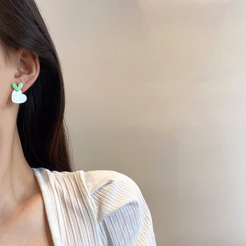 Bông Tai Hình Trái Tim Bằng Acrylic Phong Cách Hàn Quốc Đơn Giản Thời Trang Cho Nữ