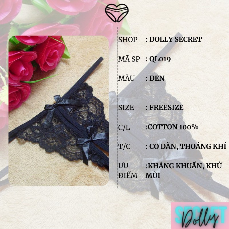 Quần lót ren lọt khe xẻ đáy xuyên thấu gợi cảm sexy mềm mại cho nữ DOLLY SECRET QL019