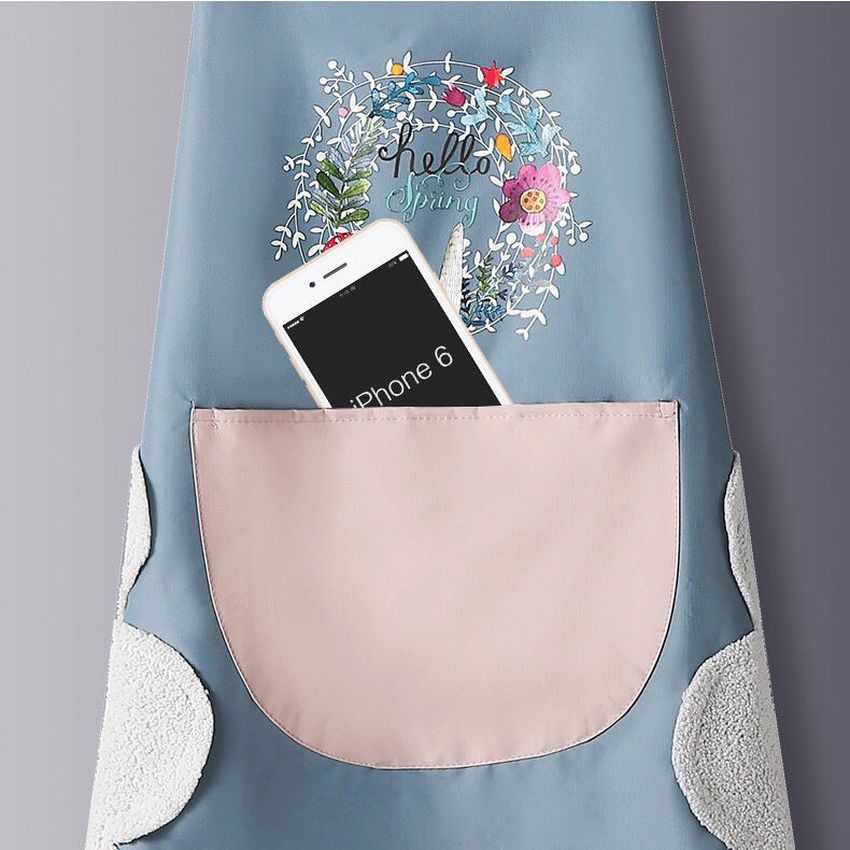 Tạp dề nấu ăn chống nước vải cotton cao cấp có túi tạp dề pha chế họa tiết thỏ xinh kiêm luôn chỗ lau tay xịn xò Angola