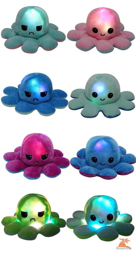 Ready Stock Tik Tok Bạch tuộc nhồi bông cảm xúc - Reversible Octopus plush toy-bạch tuộc cảm xúc Phát sáng sunny1