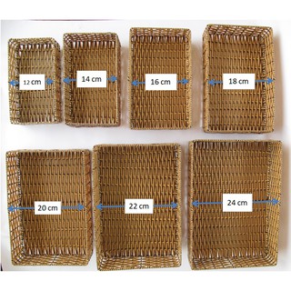 BỘ 7 RỔ NHỰA GIẢ MÂY - Hình Chữ nhật