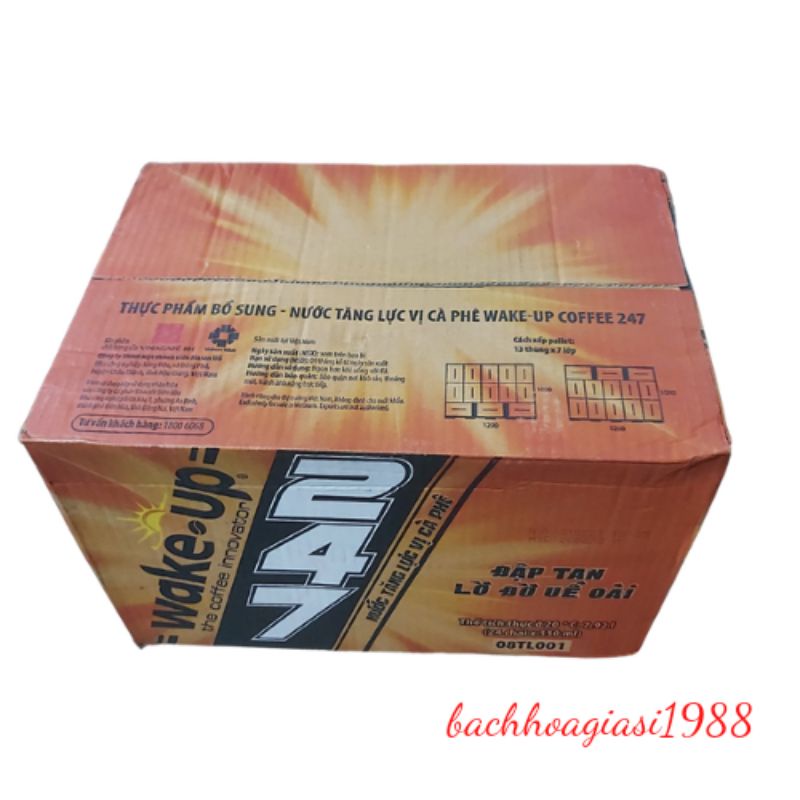 NOW SHIP -Thùng 24 chai nước tăng lực wake -up 247 330ml