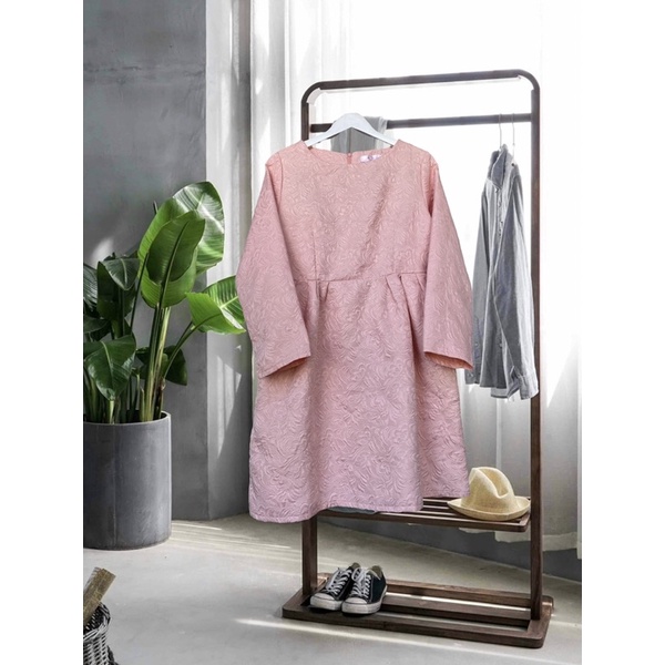 Váy gấm babydoll hồng cam - Hàng secondhand Quảng Châu