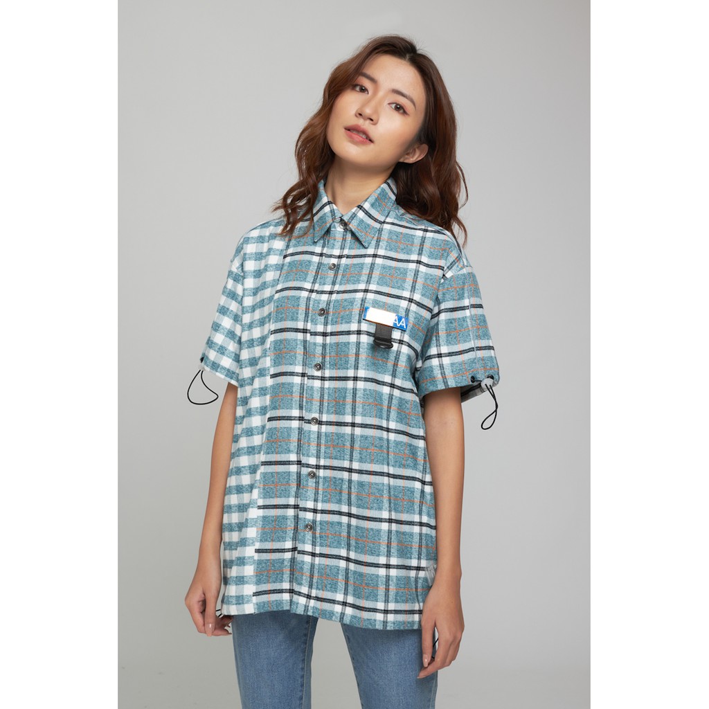 Áo Sơ Mi BOO Ngắn Tay Nam Nữ Unisex Dáng Rộng Kẻ Caro Phối 2 Màu Độc Lạ Cá Tính