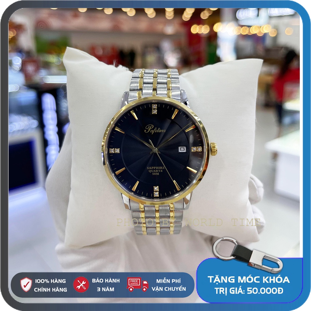 Đồng hồ nam Pafolina 5019M dây thép không gỉ , Mặt kính sapphire chống xước , Chống nước 5atm , Bảo hành lên đến 3 năm