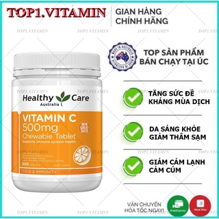 Viên C nhai Healthy Care Vitamin C 500mg 500 viên Xuất xứ Úc