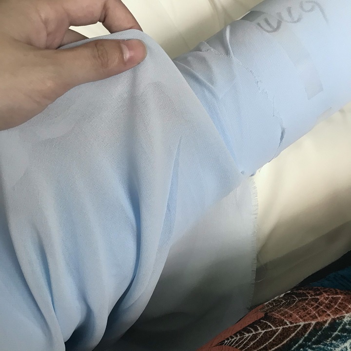 Khúc Vải Voan Chiffon Xanh Trời Trơn Khổ Khoảng 1m5 - Mỏng, Giãn Nhẹ, May Áo dài, Đầm, Làm vải Lót.