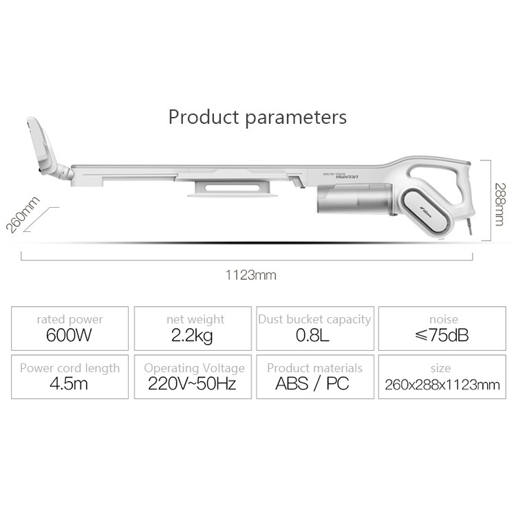 Máy hút bụi cầm tay có dây Deerma DX700 - Công suất 600W, lực hút 15.000 PA mạnh mẽ, tiện lợi