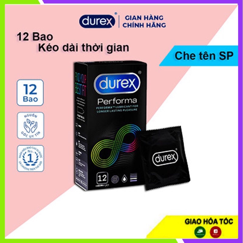 Bao Cao Su Durex performa 12 bao/1 hộp - chống xuất tinh sớm.[đen mã 001]