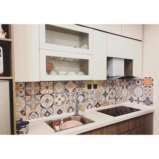 Set 32 ô decal gạch bông dán tường, dán bếp