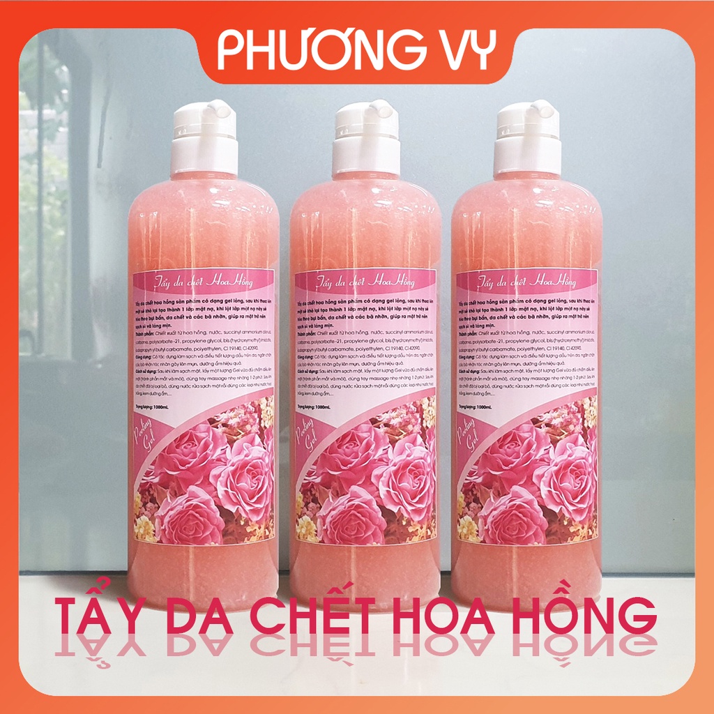 [CHÍNH HÃNG] 1000ml Tẩy da chết các loại, Hoa Hồng, Gạo, Hoa Cúc Spa, giúp tẩy da chết làm sạch da, spa.