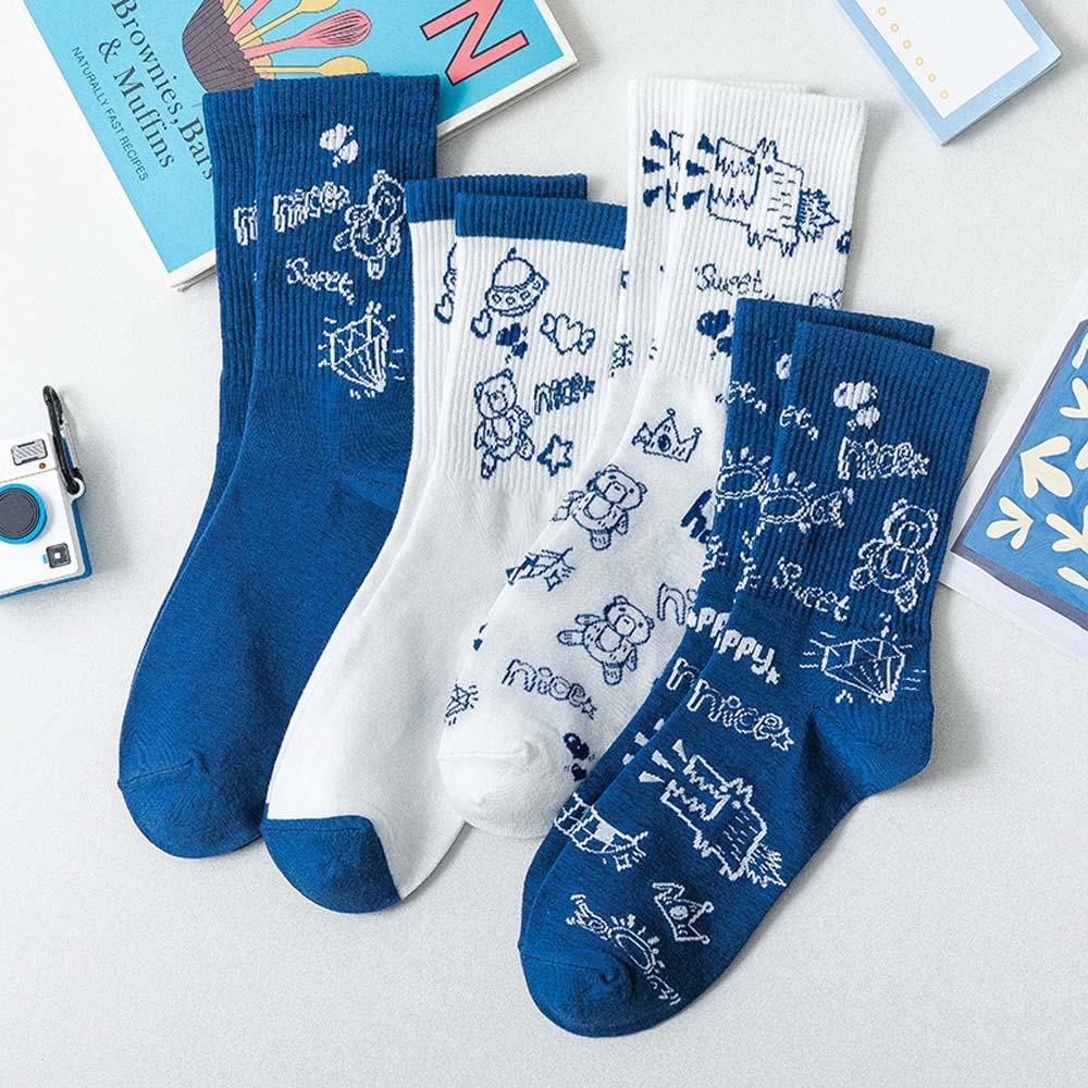 SOMEDAYZL Vớ Thể Thao Họa Tiết Gấu Graffiti Thời Trang Mùa Hè Cho Nữ