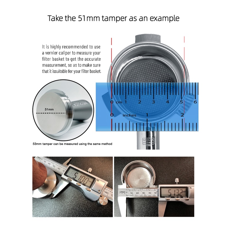 Đế Cà Phê Espresso Tamper 51mm 53mm 58mm Tự Dính Bằng Thép Không Gỉ