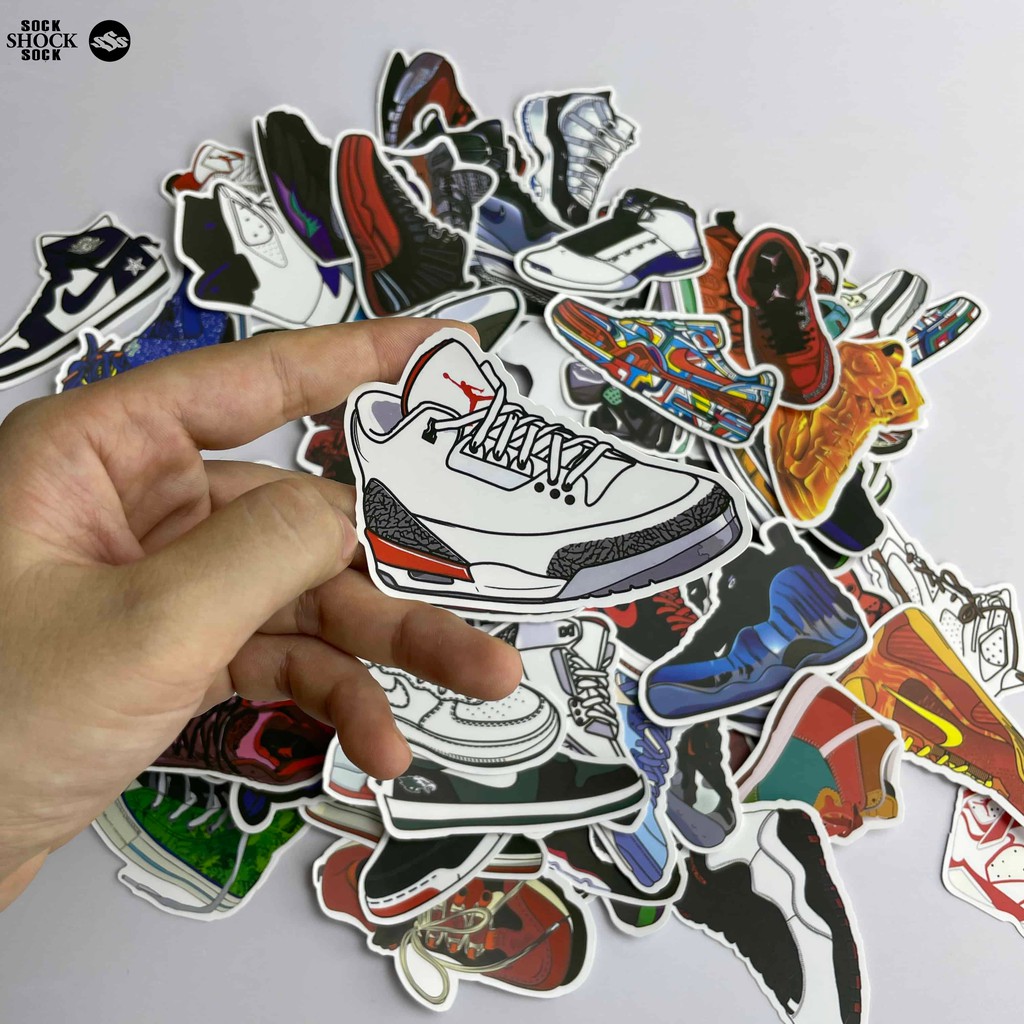 Sticker Sneaker bộ 50 30 10 miếng dán phủ PVC cực Cool Chống nước, bay màu dán nón bảo hiểm laptop bình nước Vali