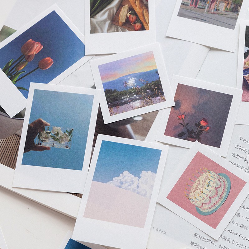 Set Ảnh Polaroid Trang Trí Nhiều Chủ Đề Kèm Sticker Chấm Tròn Trang Trí Bullet Journal/ Góc Học Tập/ Điện Thoại