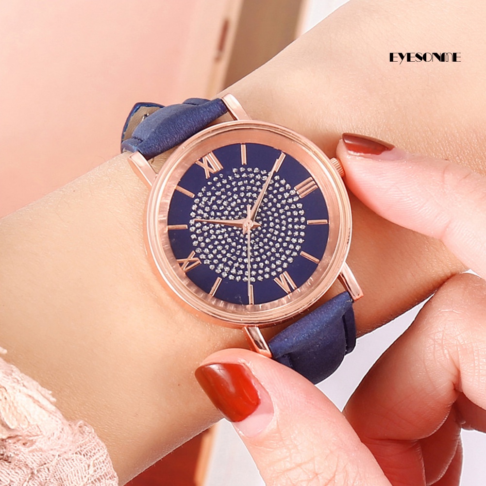Đồng Hồ Nữ Mặt Tròn Đính Hột Xoàn Thời Trang