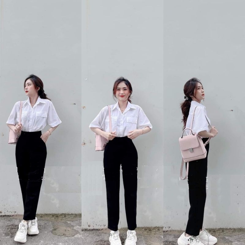 3 KHUY Quần Tây Học Sinh Nữ, Chun sau lưng, Vải Tuyết Mưa cao cấp, có Big Size 68KG