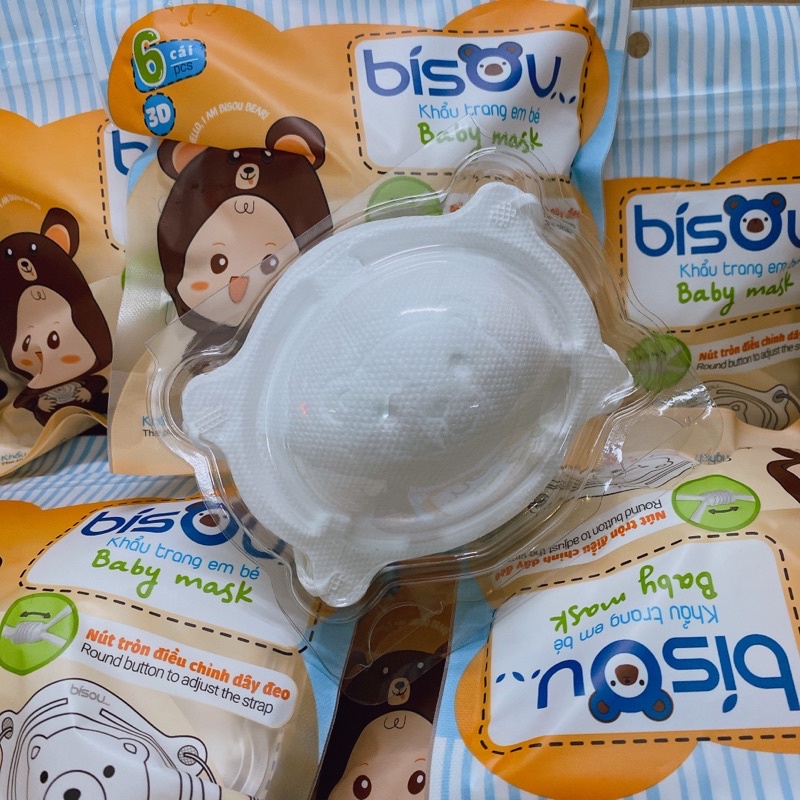 Khẩu trang gấu cho bé Bisou - set 6 cái