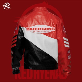 Áo khoác da Biker Leather Jacket Red Hyenas