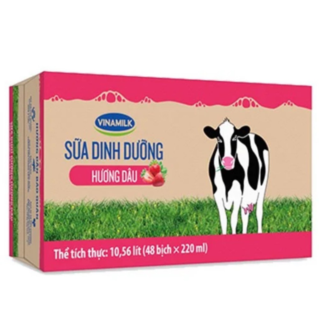 Thùng 48 Túi Sữa Vinamilk 220ml Có Đường / Ít Đường / Không Đường / Dâu / Socola (Giao Hàng: Grab / Now)