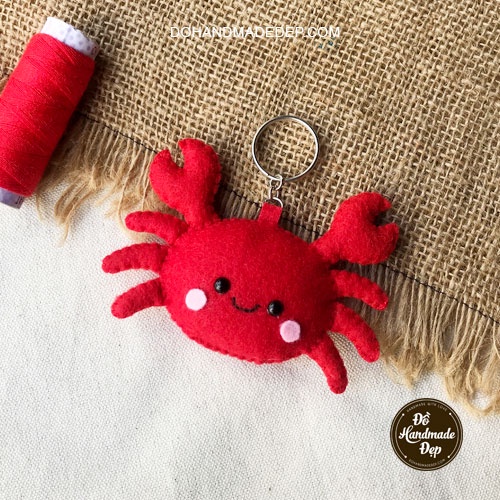 Móc khóa vải nỉ handmade con cua đỏ