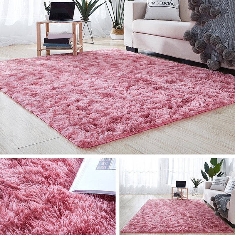 Thảm lót sàn vải len lụa dệt nhuộm màu loang bắt mắt dùng trang trí phòng ngủ / phòng khách đa năng