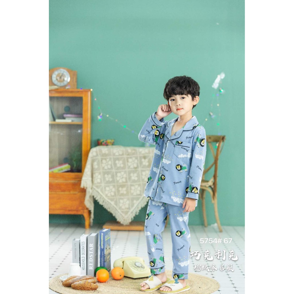 Bộ Pijama dài tay in hình bé trai 2-7 tuổi