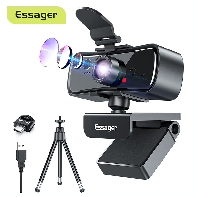 Webcam Essager C3 1080P Full HD Camera Cho Máy Tính PC Có Cổng USB Với Micrô Tự Động Lấy Nét