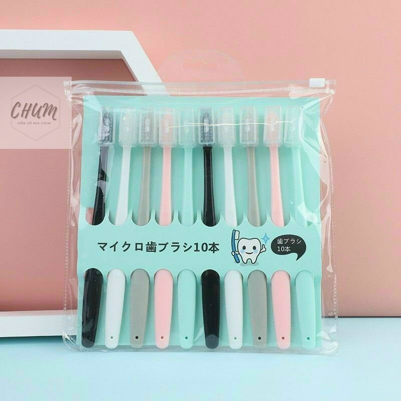 Set túi 10 bàn chải có nắp đậy hàng xuất Nhật D7
