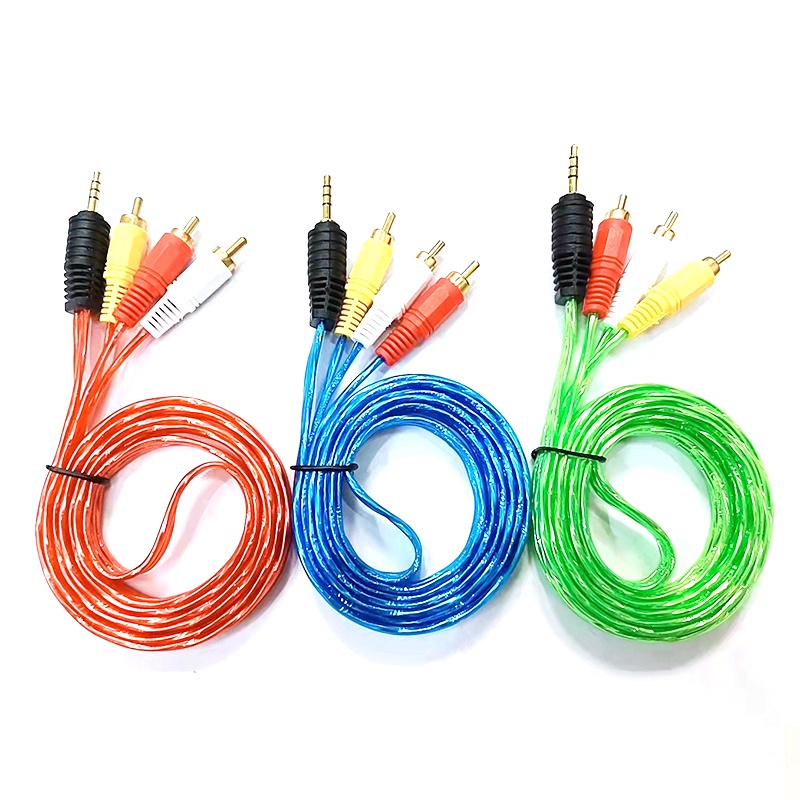 Cáp AV 1 ra 2, 1 ra 3, 3 ra 3 - Giắc audio video đầu 3.5 ly ra 2 đầu 3 đầu hoa sen 1.5m 10m