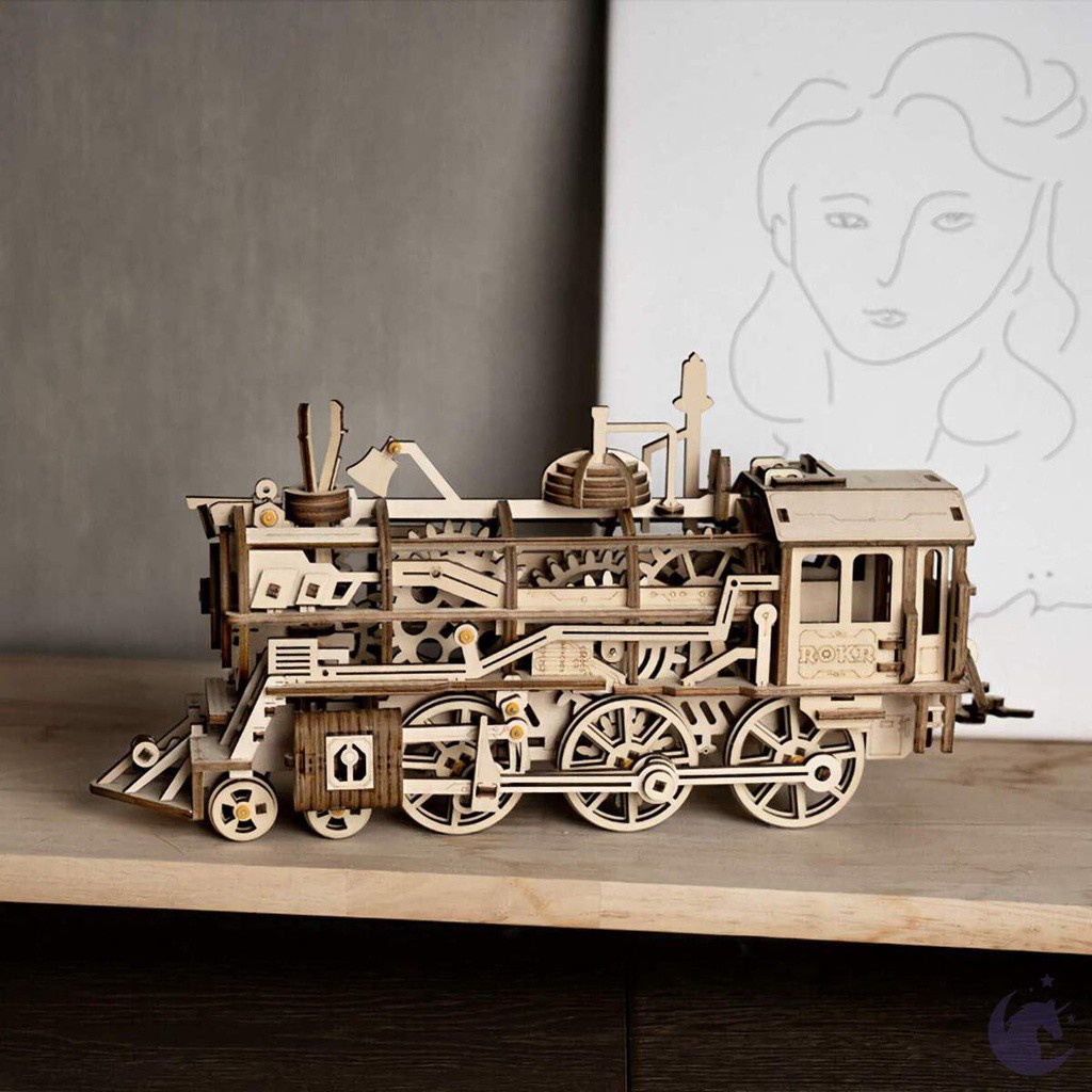 Mô Hình 3D Gỗ Chuyển Động Robotime Đầu Máy Xe Lửa Hơi Nước (Steam Locomotive) LK701