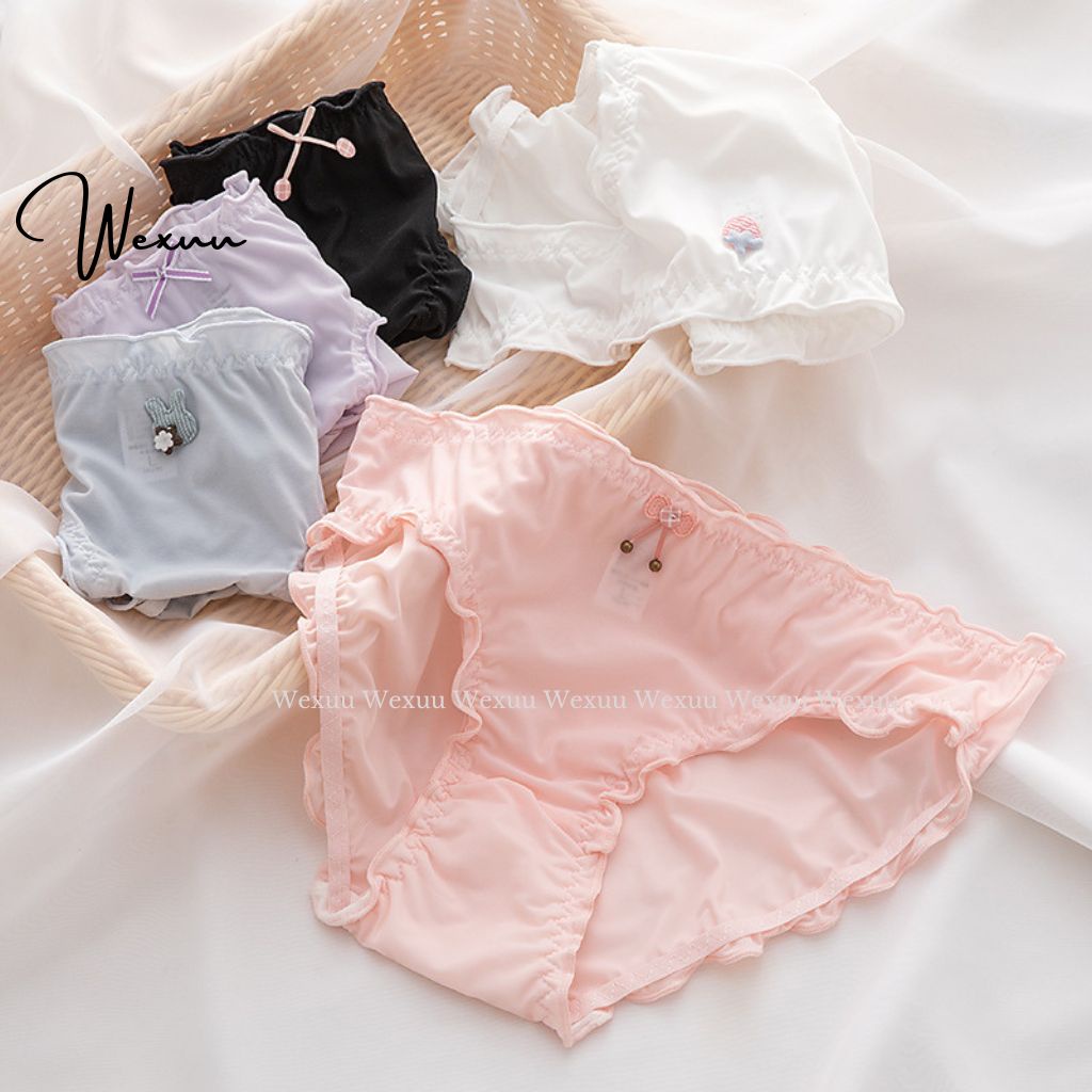 Quần lót nữ Wexuu Design viền bèo phối nơ vải su lạnh mềm mát kháng khuẩn cao cấp - QC131