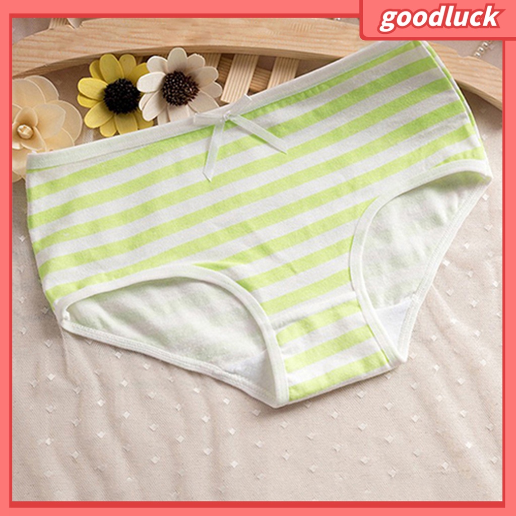 Quần Lót Cotton Kẻ Sọc Mềm Mại Đính Nơ Cho Nữ