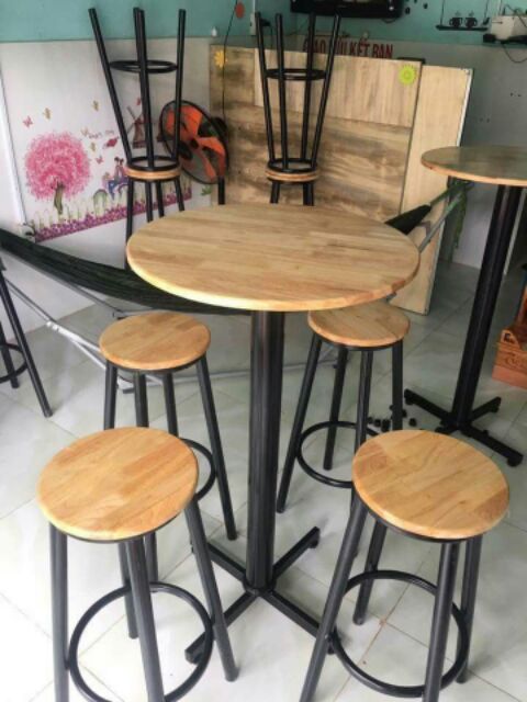 Bộ bàn ghế cafe ghế gổ giá tại xưởng HGH 04