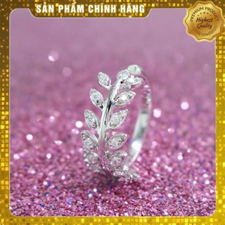 Nhẫn bạc nữ đính đá tinh tế giá rẻ hình lá, nhẫn bạc nữ đeo ngón trỏ