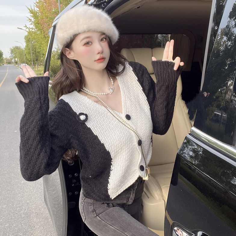 Áo Khoác Cardigan Dệt Kim Cổ Chữ V Dáng Rộng Thời Trang Mùa Thu 2022