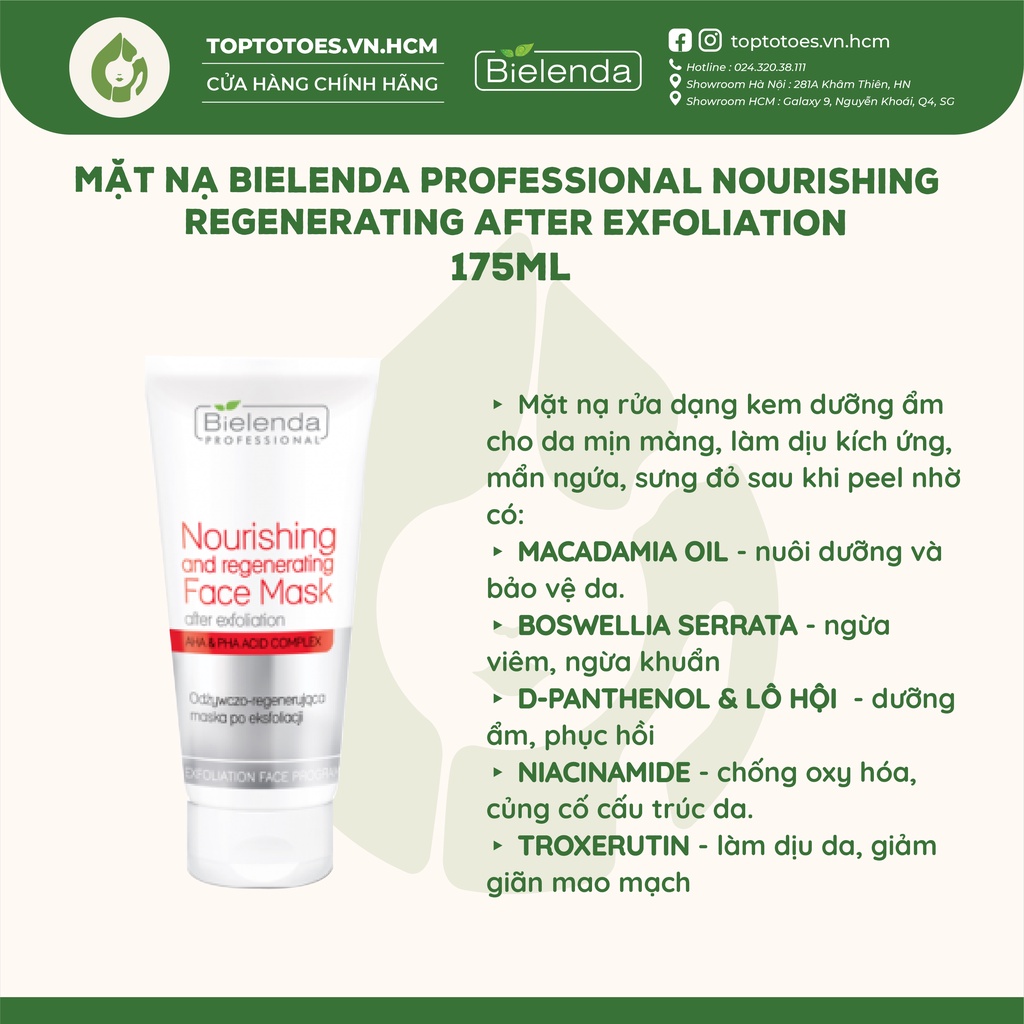 Mặt nạ Bielenda Professional Nourishing & Regenerating After Exfoliation 175ml làm dịu và dưỡng ẩm sau peel