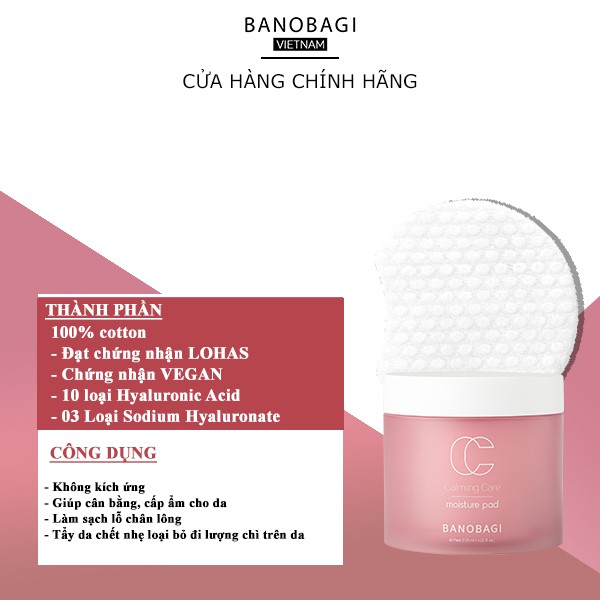 Toner Nước Hoa Hồng Dưỡng Ẩm Dạng Bông Banobagi Calming Care Moisture Pad 60pad/125ml | BigBuy360 - bigbuy360.vn
