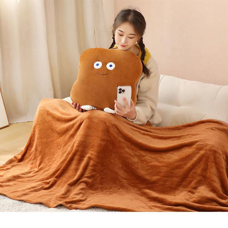 Bộ Chăn Gối Hình Bánh Mì Hai Trong Một Kèm Vỏ Gối Tiện Dụng Cho Văn Phòng / Xe Hơi