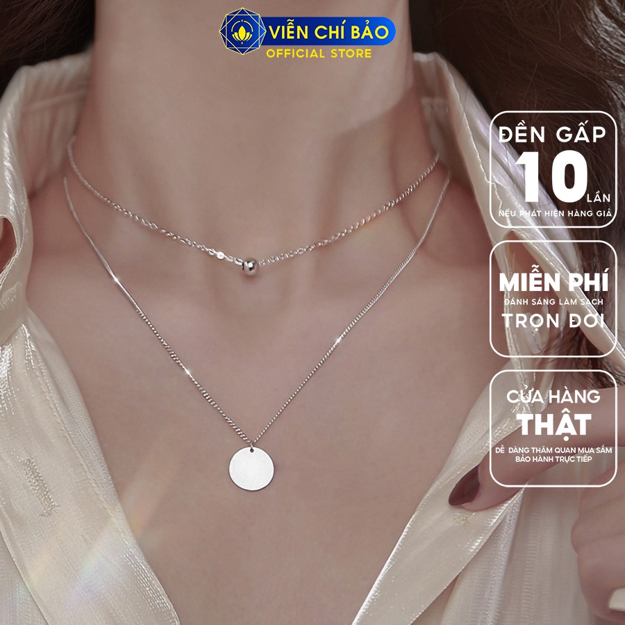 Dây chuyền bạc nữ 2 tầng chocker chất liệu bạc 925 thời trang phụ kiện trang sức nữ Viễn Chí Bảo D000112