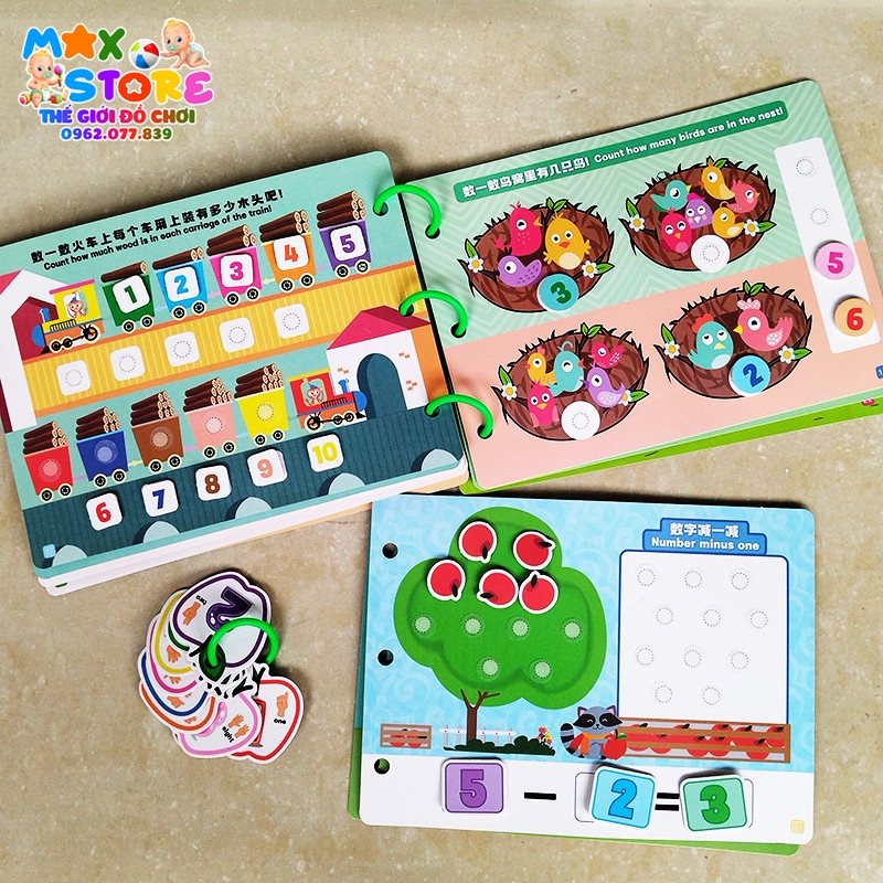 Học Liệu Toán học thông minh, Học Liệu Bóc Dán Montessori đầu đời Giáo Dục Sớm Cho Bé Từ 3 Tuổi