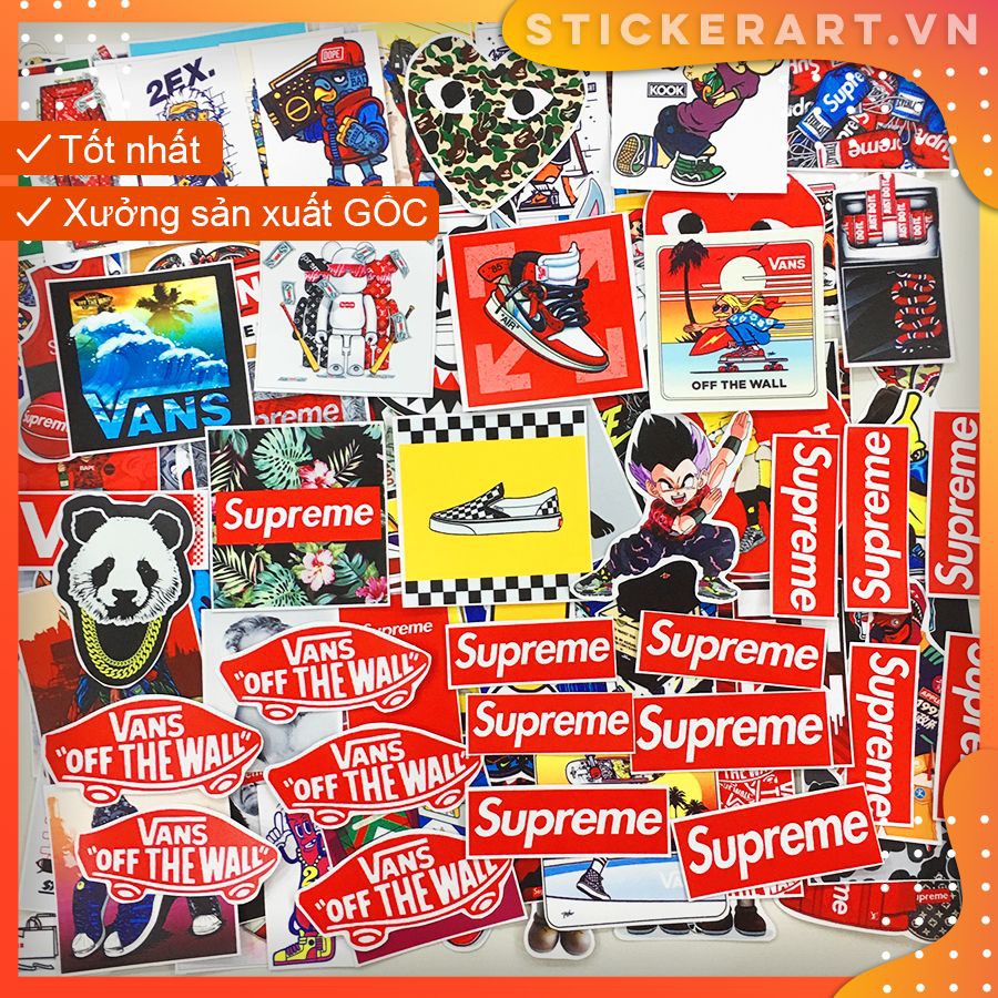 [SUPREME-BAPE-VANS] 122 Sticker chống nước dán xe laptop mũ bảo hiểm vali...