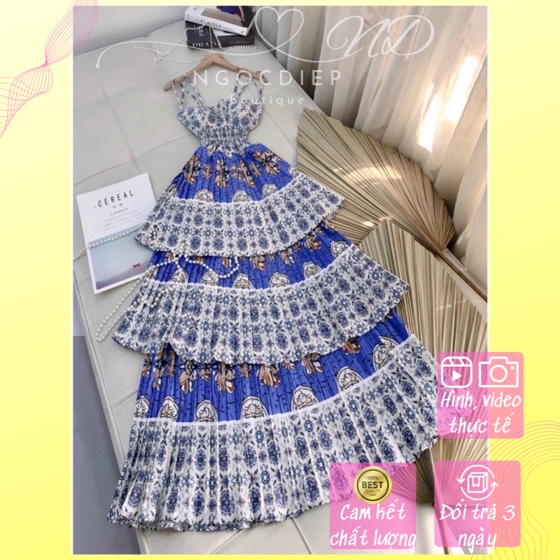Đầm Maxi Thổ Cẩm Dập ly tầng