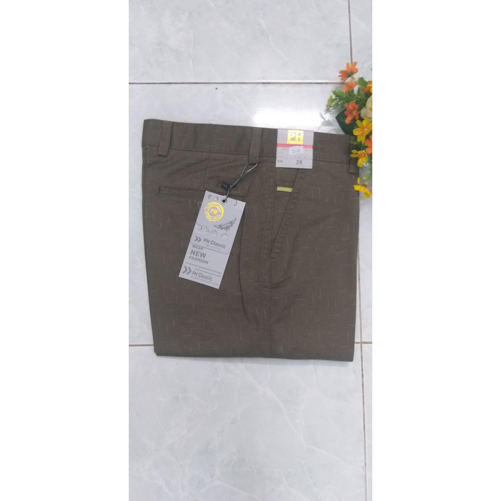 Quần kaki trung niên vải in dấu trừ