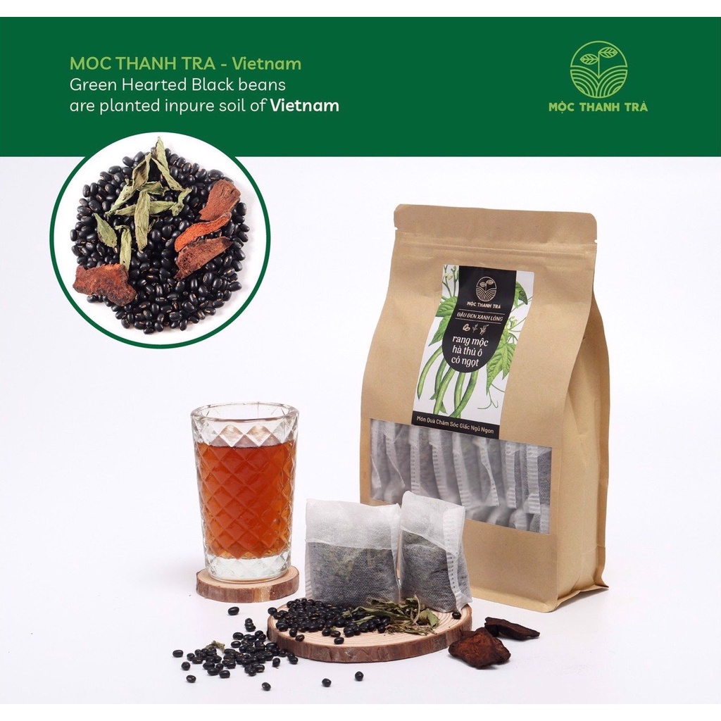 MỘC THANH TRÀ- TRÀ ĐẬU ĐEN XANH LÒNG RANG MỘC &amp; CỎ NGỌT &amp; HÀ THỦ Ô